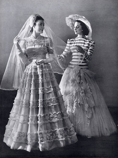 Madeleine Vramant & Carven 1946 Wedding Dress, Fashion Photography