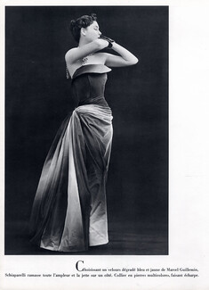 Schiaparelli 1950 Velvet Evening Gown, Photo Philippe Pottier, Strapless Dress