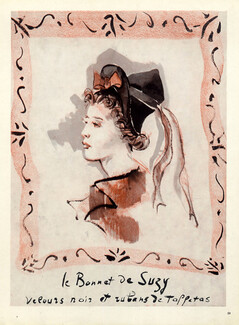 Suzy (Millinery) 1937 Velvet Bonnet, Christian Berard