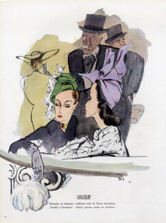 Pierre Mourgue 1947 Blanche et Simone, Janette Colombier, Longchamp, Millinery