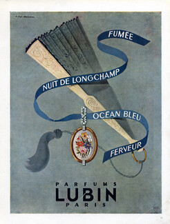 Lubin (Perfumes) 1945 Fumée, Nuit de Longchamp, Océan Bleu, Ferveur, Pierre Fix-Masseau