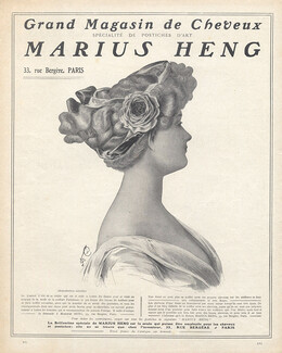 Marius Heng (Hairstyle) 1908 Hairpiece,Postiche, Francis Durelle