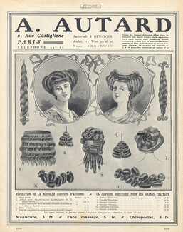 Autard (Hairstyle) 1908 Hairpieces,Postiches