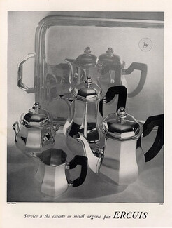Ercuis (Silversmith) 1953 Tea Set, Service à Thé, Photo Schall