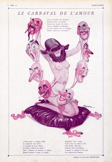 Edouard Bernard 1927 Carnival Masks, Nude