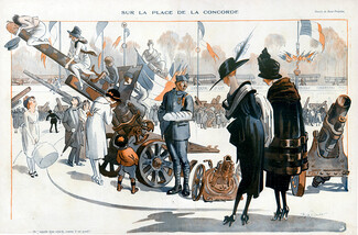 René Prejelan 1918 Sur la Place de la Concorde Artillery Antiaircraft Gun Military
