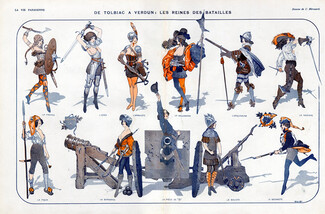 Cheri Herouard 1916 Les Reines des Batailles Military Womens Crossbow Arquebus Halberd Bombard..