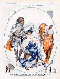 Hérouard 1918 Jeux D'echecs The Queen The Bishop The Knight Medieval Costumes
