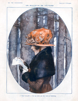Cheri Herouard 1918 Elegant Parisienne Fur Coat Hat
