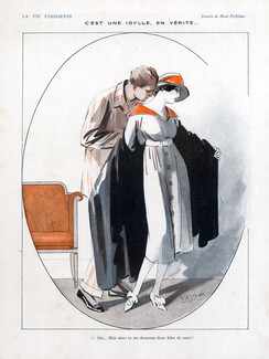 René Prejelan 1919 "Idylle" Lovers, Kiss