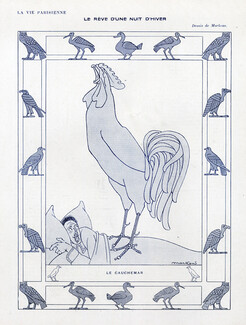 Markous 1910 "Le Cauchemar" the Nightmare Cockerel Owl Eagle