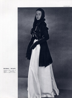 Balenciaga 1952 Evening Gown Black and White