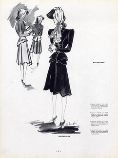 Balenciaga 1940 Original Costume double Basque Schompre