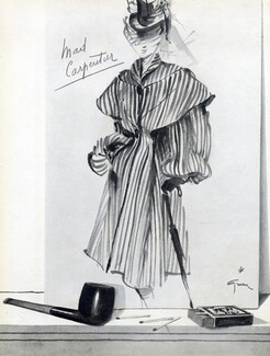 Mad Carpentier 1945 Winter Coat, René Gruau, Fashion Illustration