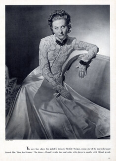 Chanel 1939 Evening Dress & Chanel Jewels Michèle Morgan
