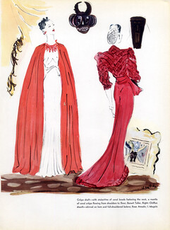 Henri Bendel 1936 Evening Gown, Cape, Marcel Vertes