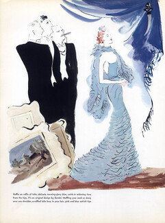 Henri Bendel 1936 Evening Gown Morning-Glory Blue Marcel Vertes