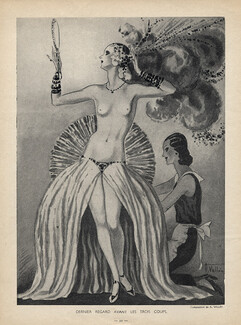 Armand Vallée 1933 Music-Hall Chorus Girl Nude Feathers Costume