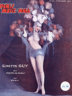 Paris Music-Hall 1927 Ginette Guy Chorus Girl Feathers Costume Casino de Paris
