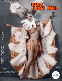 Paris Music-Hall 1928 Miss Andrée Bollé Chorus Girl Feathers Costume Folies Bergère