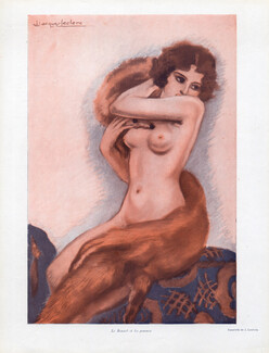 Jacques Leclerc 1927 Sexy Girl Nude, Fur Fox