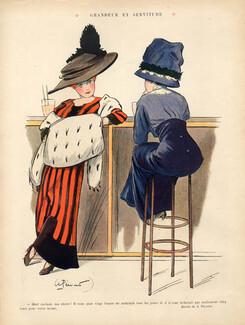 André Pecoud 1913 "Grandeur et Servitude", Elegantes Parisiennes, Muff, Fur