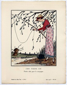 J'en tiens un, 1913 - Guy Arnoux, Petite robe pour la campagne. La Gazette du Bon Ton, n°8 — Planche II