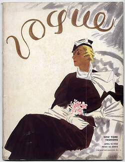 Vogue USA 1933 April 15th New York Fashions, Ruth Grafstrom, Schiaparelli (Couture), Jean Patou (Couture), Vassarette, Pierre Mourgue, Edward Steichen, 108 pages