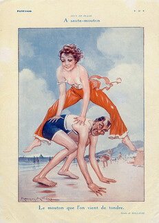 Maurice Milliere 1931 "A saute-mouton" Jeux de Plage, Leapfrog, Bathing Beauty