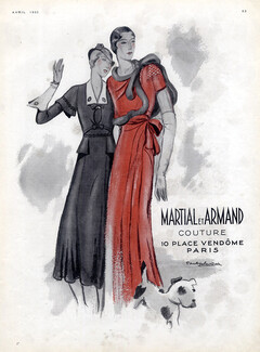 Martial et Armand 1932 Fashion Dresses, Paul Valentin, Fox Terrier Dog