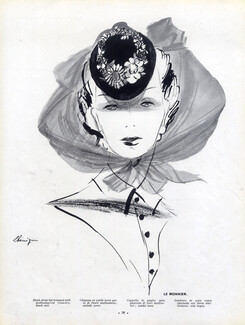 Le Monnier, Millinery — Vintage original prints and images