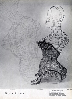 Marcel Rochas (Lingerie) 1948 Bustier, Mannequins drawing by John Devolouy, Photo Crespi