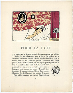 Pour la Nuit, 1912 - Edouard Marty Nightcap Gazette du Bon Ton, Texte par Albert Flament, 4 pages