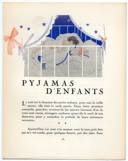Pyjamas d'Enfants, 1922 - Helen Smith Pajamas Children Baby Gazette du Bon Ton, Texte par Georgette Berckmans, 4 pages