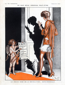 Georges Pavis 1920 Syndicat de l'Amour Ordre de Grève Sexy Girl Angel