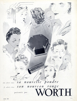 Worth 1937 Lipstick Powder Box Making-up