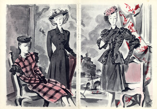 Balenciaga (Couture) 1945 Winter Coats, Suit, André Delfau
