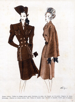 Balenciaga & Jeanne Lanvin 1945 Coat Suit Leon Benigni