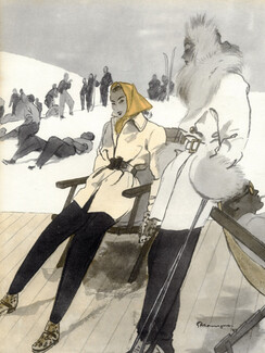André Ledoux 1947 Winter Fashion, Pierre Mourgue, Skiing