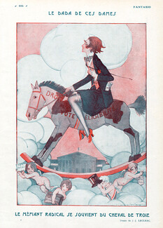 Le Dada de ces Dames, 1922 - Julien Jacques Leclerc Droite de Vote aux Femmes, Rocking horse