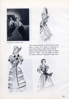 Jacques Fath 1945 Portrait & Fashion Drawings