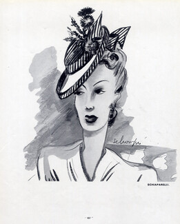 Schiaparelli 1940 Canotier Hat Schompré