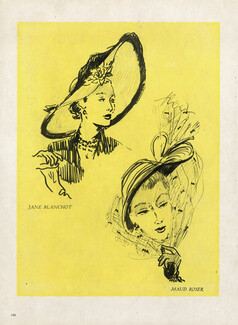 Maud Roser & Jane Blanchot 1949 Hats Pierre Pagès