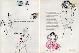 René Bouché 1954 Arden Frances Denney Lipstick Making-up Germaine Monteil