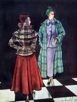 Pierre Louchel 1948 Grès & Schiaparelli, Manteau, Suit, tartan Jacket Coat