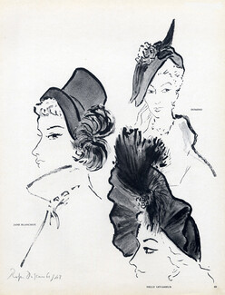Roger Descombes 1948 Jane Blanchot & Nelly Levasseur, Hats