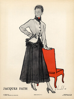 Pierre Louchel 1948 Jacques Fath Suit, Millinery