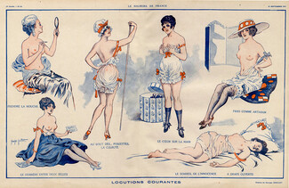 Georges Grellet 1917 Sexy Girls Topless, Lingeries, Nightgown