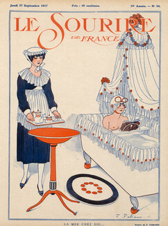 Fabien Fabiano 1917 "La Mer chez soi" Maid, Topless Girl, Bath