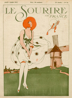 Fabien Fabiano 1917 Attractive Girl Windmill